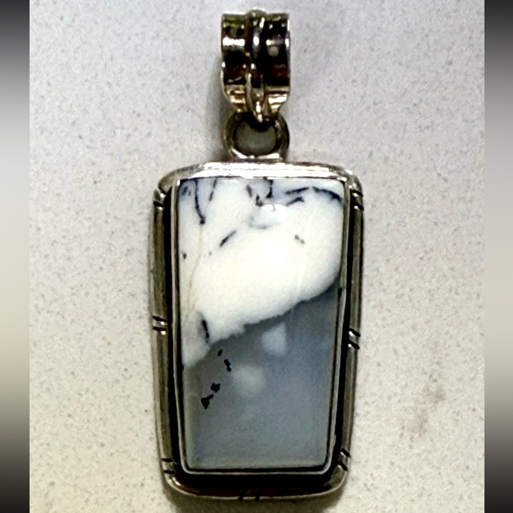 Dendritic Agate aka Tree Agate Sterling Silver Cabochon Pendant